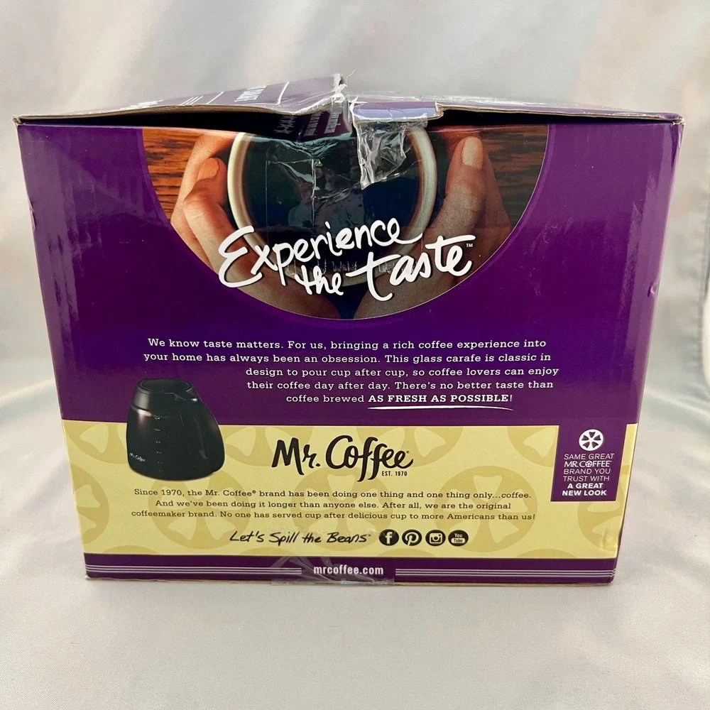 Mr. Coffee Replacement Carafe 12 Cup Black New Glass Drip-Free Spout MRC37494
